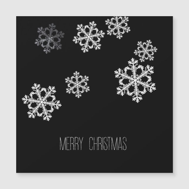 Monochrome Minimalistisch Snowflake Weihnachtsmust Magnetkarte (Vorderseite)