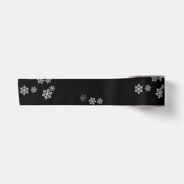 Monochrome Minimalistisch Snowflake Weihnachtsmust Satinband (Vorderseite)
