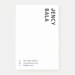 Monochrome Modern Minimal Black White Design Post-it Klebezettel