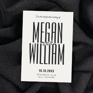 Monochrome moderne minimalistische Hochzeit  Save The Date