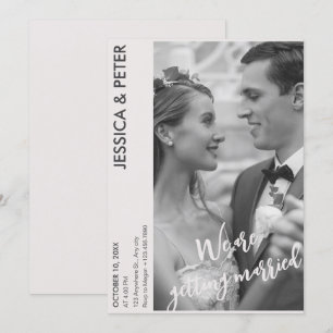 Monochrome Moderne, schlichte Foto-Hochzeit Einladung