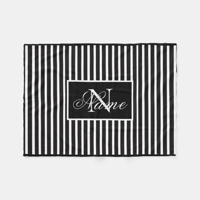 Monochrome Monogramm Fleece-Blanket Fleecedecke (Vorderseite (Horizontal))