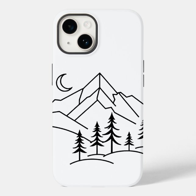 Monochrome Mountain and Pine Forest Phone Case (Rückseite)