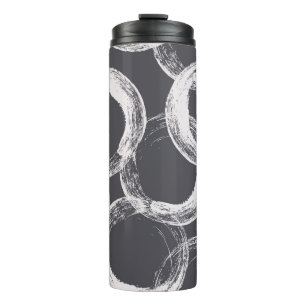 Monochrome nahtlose Muster mit Kreisen Thermosbecher
