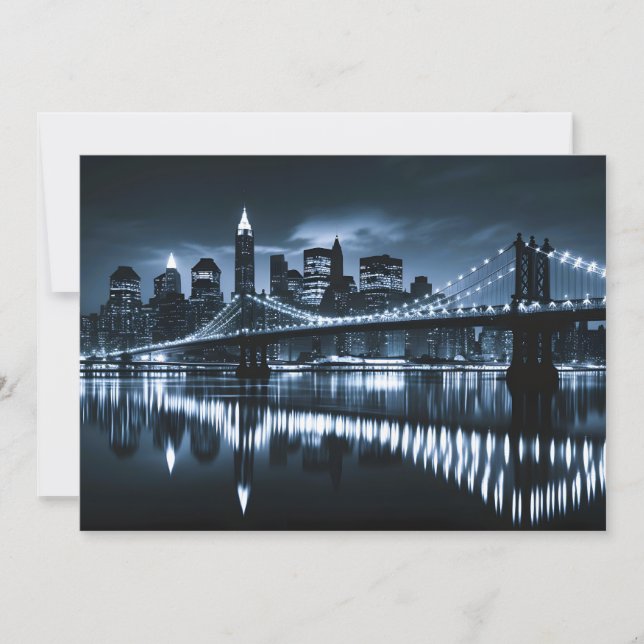 Monochrome New York Skyline Nightscape Ankündigung (Vorderseite)