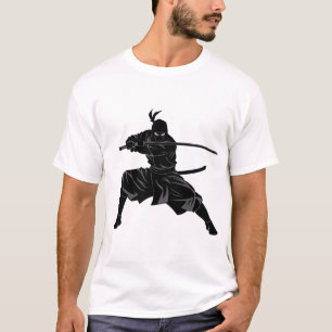 Monochrome Ninja-Samurai-Silhouette  T-Shirt