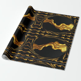 Monochrome Opulence: Liquid Gold Black Designer Geschenkpapier