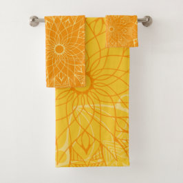 Monochrome Orange Mandala Badetuch Set