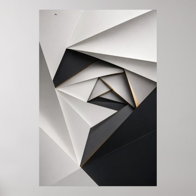Monochrome Origami-Spiral Poster (Vorne)