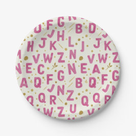 Monochrome Pink Watercolor Alphabet Pappteller