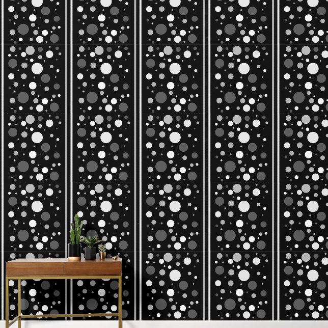 Monochrome Polka-Dosen und Streifen Tapete (Korridor)