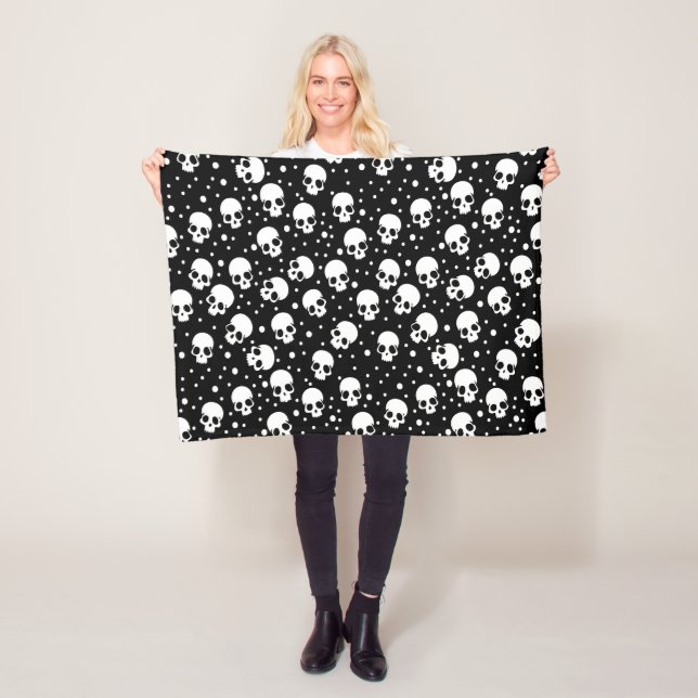 Monochrome Polka Dot Skull Fleecedecke (Beispiel)