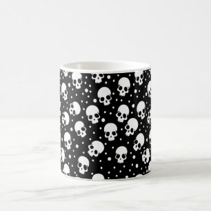 Monochrome Polka Dot Skull Kaffeetasse