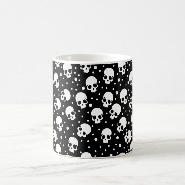 Monochrome Polka Dot Skull Kaffeetasse (Mittel)