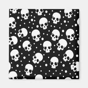 Monochrome Polka Dot Skull Magnet