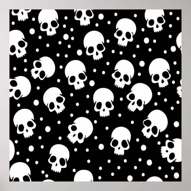 Monochrome Polka Dot Skull Poster (Vorne)