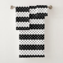 Monochrome Polka Dots Badetuch Set