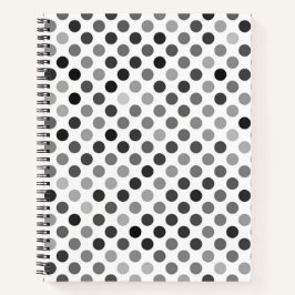 Monochrome Polka-Dottern-Muster (Schwarz-Weiß-Punk Notizbuch