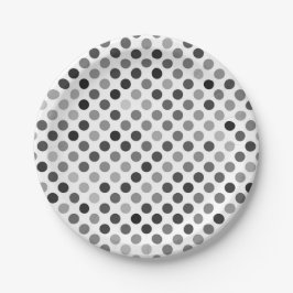 Monochrome Polka-Dottern-Muster (Schwarz-Weiß-Punk Pappteller