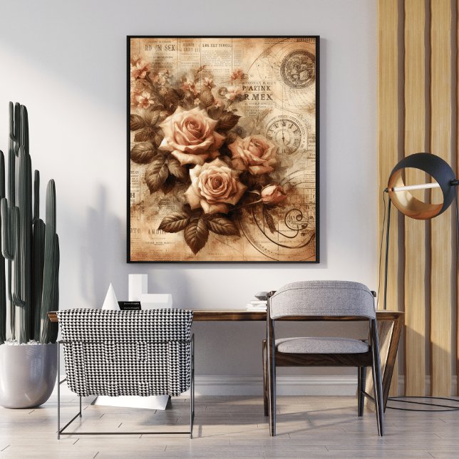 Monochrome Rose Elegante Schwarz-Weiß-Kunst Poster (Von Creator hochgeladen)