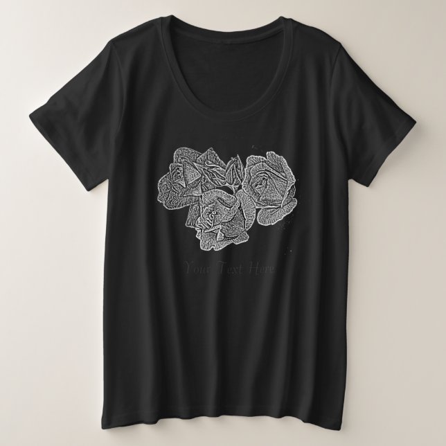 monochrome Rose und Blume von Rose Große Größe T-Shirt (Design vorne)
