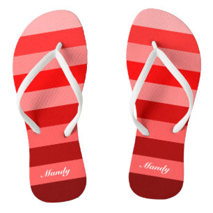 Monochrome rote Blockstreifen Anpassen von Namensd Flip Flops