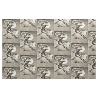 Monochrome Rotzunge Vollmond Bat Broom Stoff