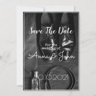 Monochrome Save the Date Ihrer Text-Postkarte Einladung