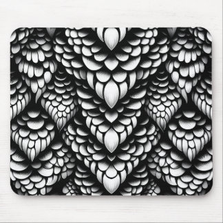Monochrome Schuppen-Mauspad in Schlangenoptik Mousepad