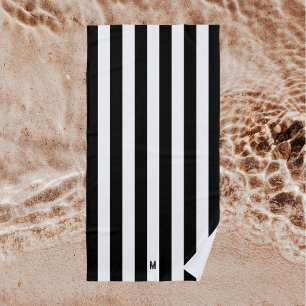 Monochrome Schwarz-Weiß-Cabana-Streifen Strandtuch