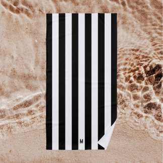 Monochrome Schwarz-Weiß-Cabana-Streifen Strandtuch