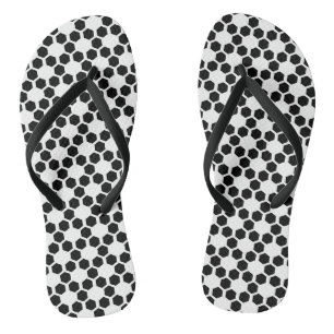 Monochrome Schwarz-Weiß-Geometrisches Hexagon-Must Flip Flops