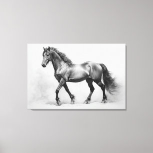 Monochrome Schwarz-Weiß-Pferde   Große Wandkunst   Leinwanddruck