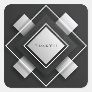 Monochrome Schwarz Weiß Texturiert Diamant Geschic Quadratischer Aufkleber