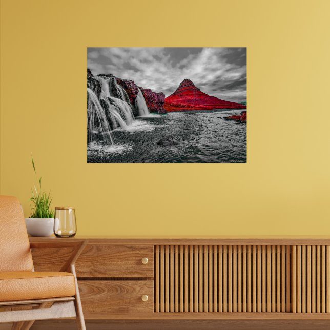 Monochrome Schwarz-weiße Leinwand des Roten Gebirg Poster (Wohnzimmer 2)