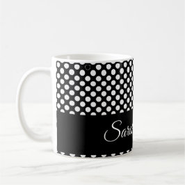 monochrome schwarz-weiße Polka-Punkte Kaffeetasse