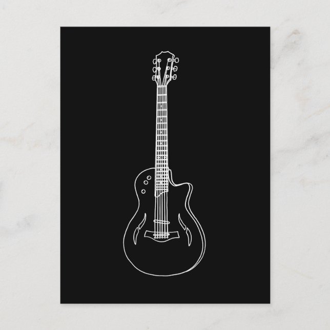 Monochrome Semi Acoustic Guitar Line Zeichnend Postkarte (Vorderseite)