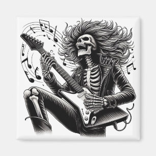 Monochrome Skeleton Gitarrist mit detailliertem Le Magnet
