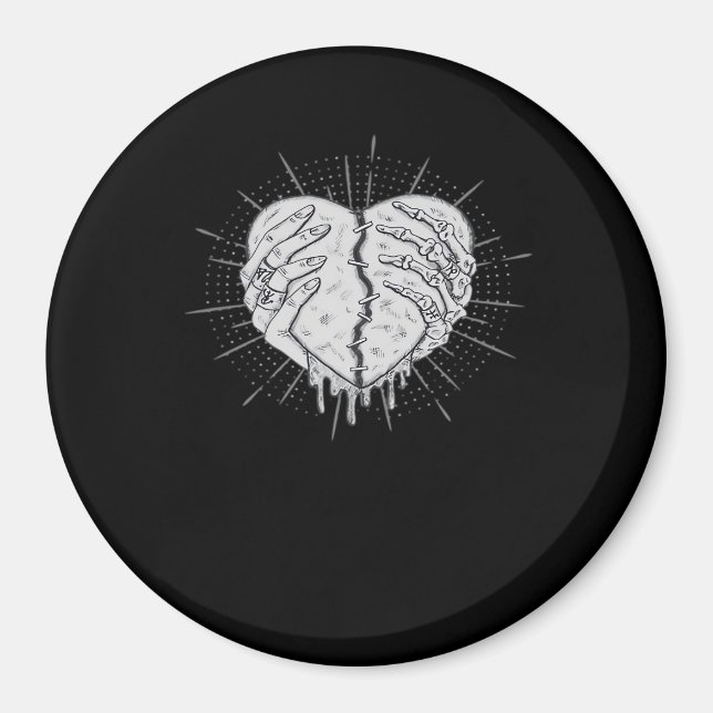 Monochrome Skeletthand mit Herz-Klassik Magnet (Vorne)