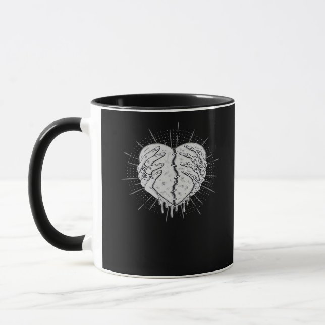 Monochrome Skeletthand mit Herz-Klassik Tasse (Links)