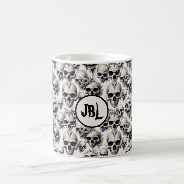 Monochrome Skulls Kaffeetasse (Mittel)
