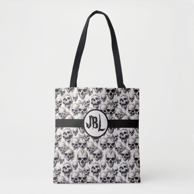 Monochrome Skulls Tasche (Vorderseite)