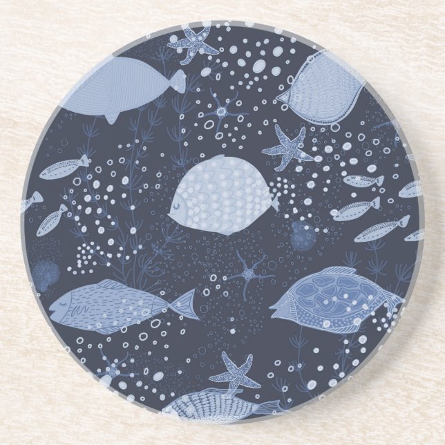 Monochrome sleeping fishes, dark pattern. getränkeuntersetzer (Vorne)