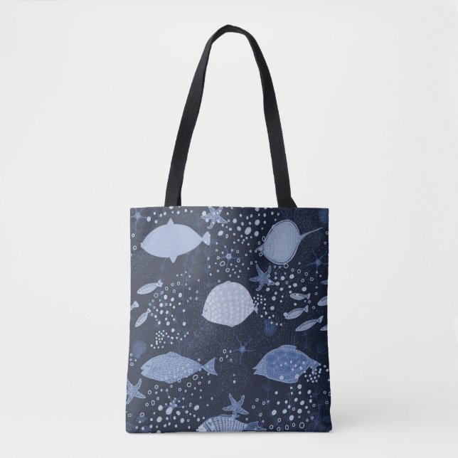 Monochrome sleeping fishes, dark pattern. tasche (Vorderseite)