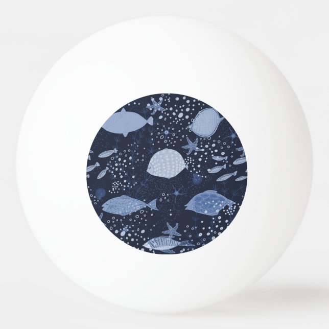 Monochrome sleeping fishes, dark pattern. tischtennisball (Vorderseite)