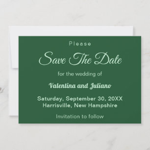 Monochrome Smaragdgrüne Hochzeit speichern das Dat Save The Date