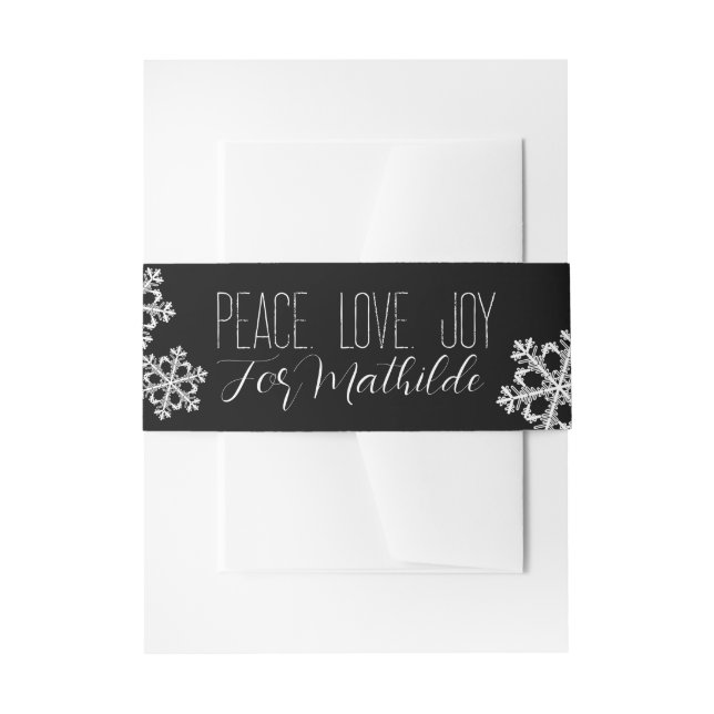 Monochrome Snowflake Weihnachtsmuster mit Skript Einladungsbanderole (Vorderseite Beispiel)