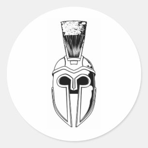 Monochrome Spartan-Helm-Abbildung Runder Aufkleber
