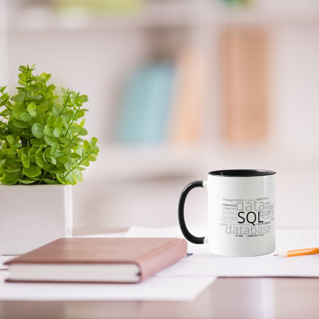 Monochrome SQL-Datenbank-Wortwolke Tasse (Von Creator hochgeladen)