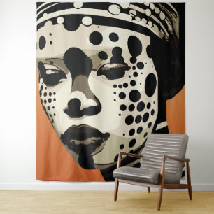 Monochrome Stammfrauen Portrait Art Wandteppich